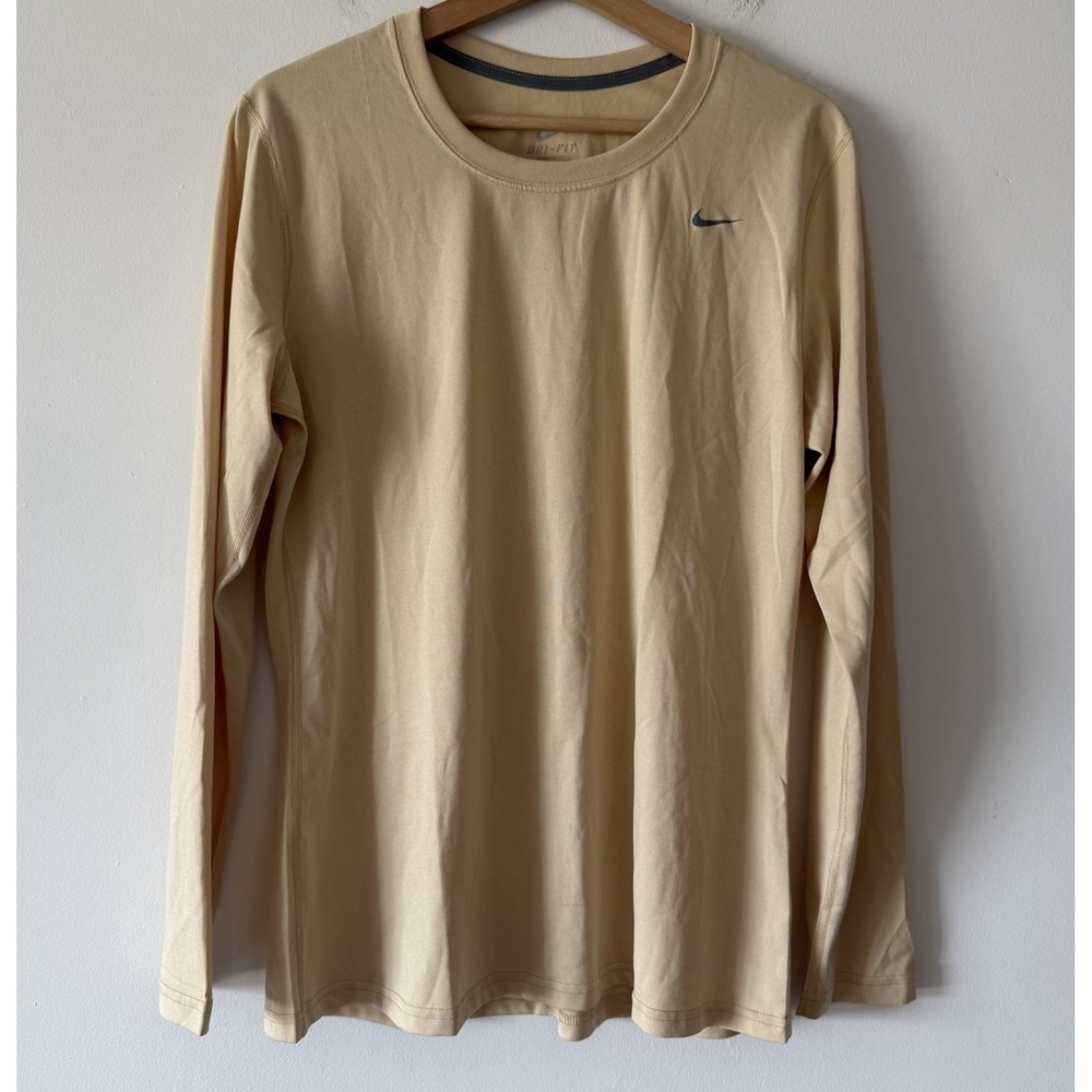 Nike Women's Long Sleeve top Size Large Butter Yellow Sporty‎ Gym Run Workout